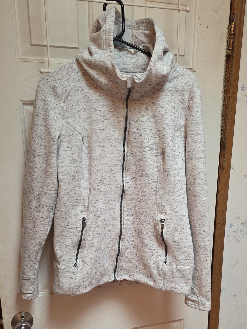 Women's Heathered Light Gray Zip-Front Jacket
